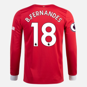 Billige Fotballdrakter Manchester United Bruno Fernandes 18 Hjemmedrakt 2021/22 – Langermet